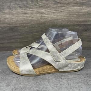 Urosoft Sandals Womens Size 7 Ankle Strap Silver Brown Walking